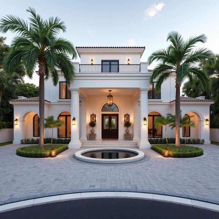 Luxury Villa – Elegant White Mansion with Palm Trees – Al Zad Real Estate